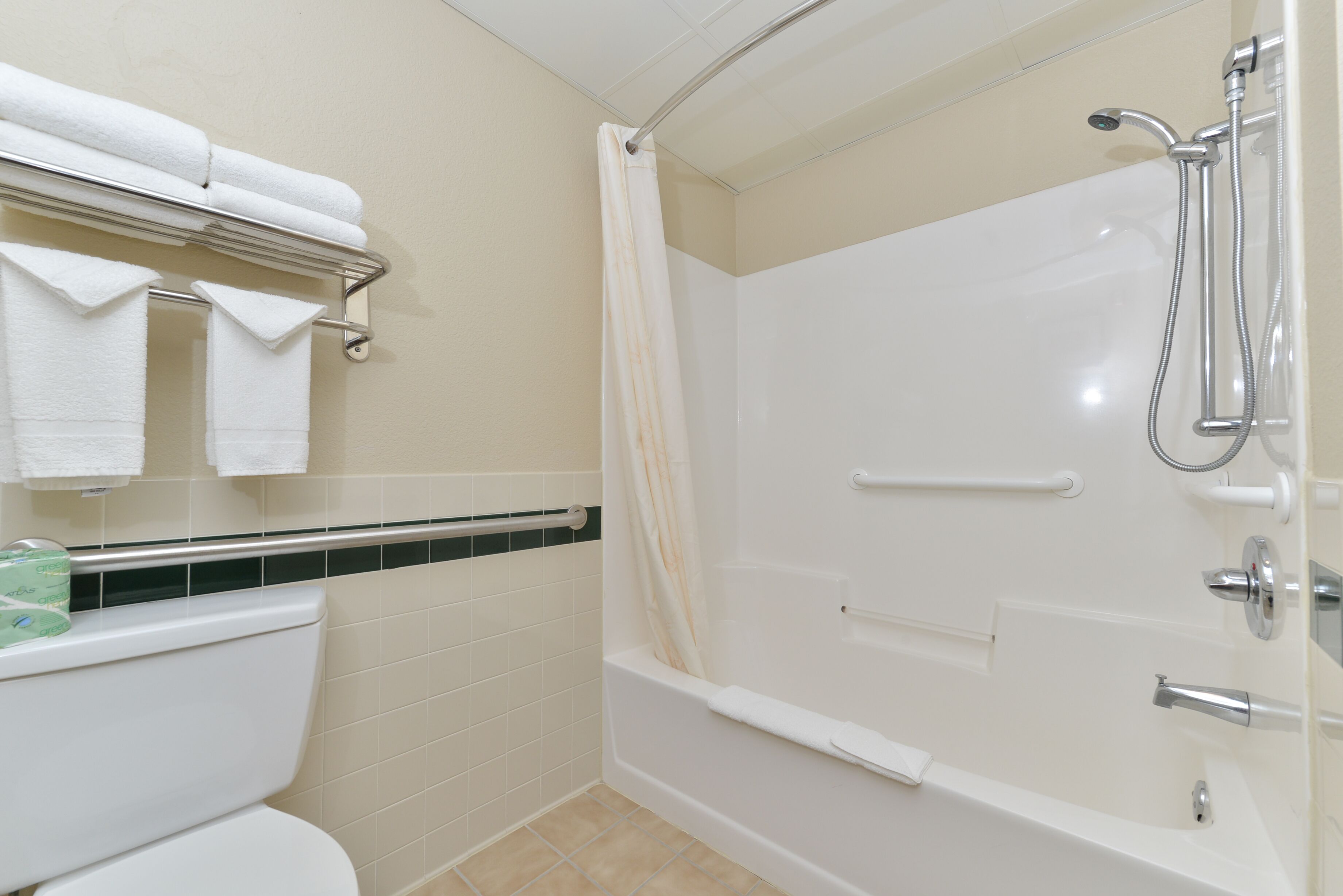 free toiletries, hair dryer, towels