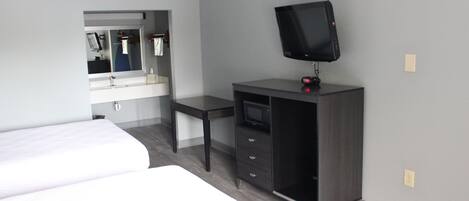 Standard Room, 2 Queen Beds, Accessible, Refrigerator & Microwave (Walk-in Shower) | Laptop workspace, iron/ironing board, cribs/infant beds, free WiFi