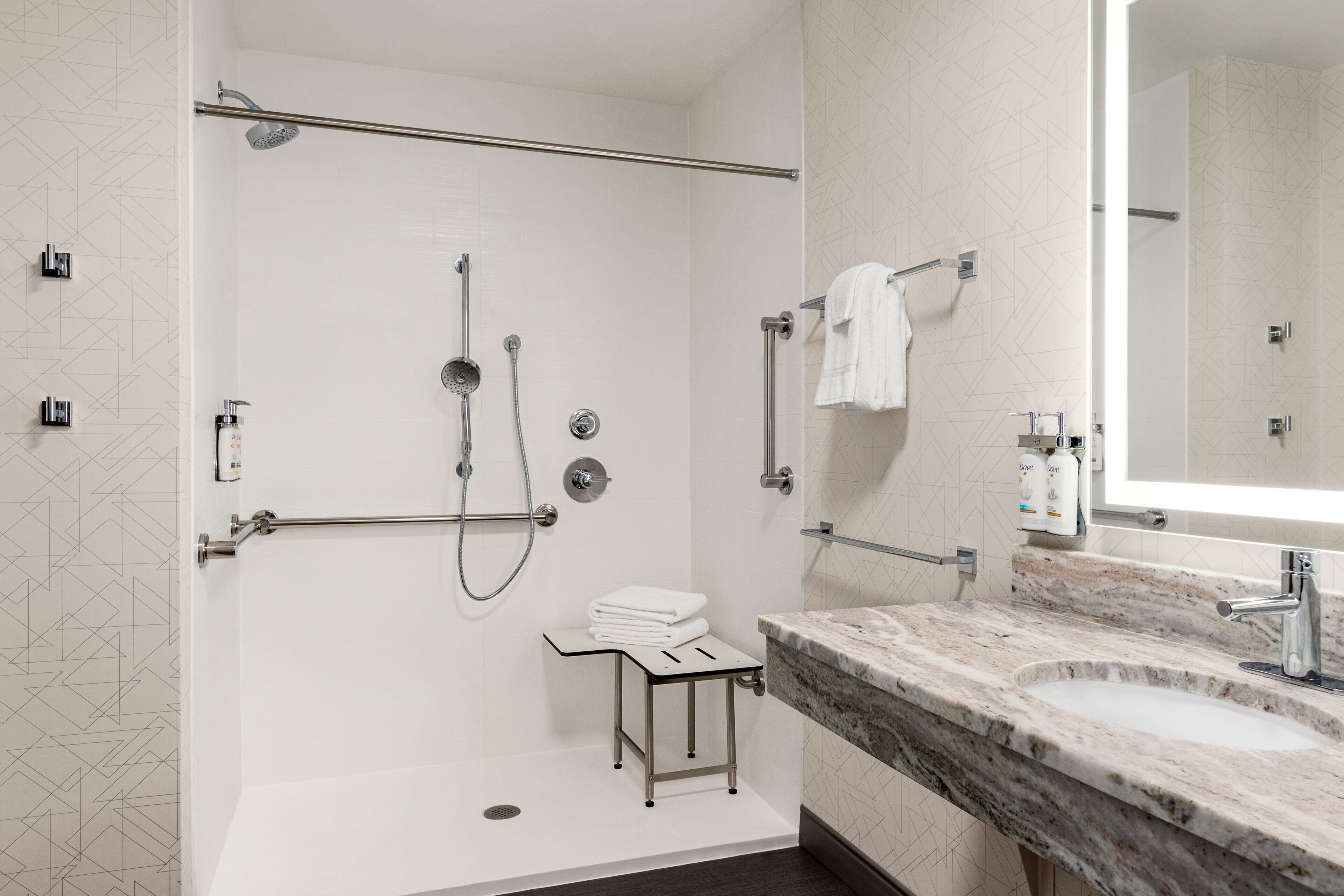 suite, 1 king bed, accessible (mobility) | bathroom | combined shower/bathtub, hair dryer, towels, soap