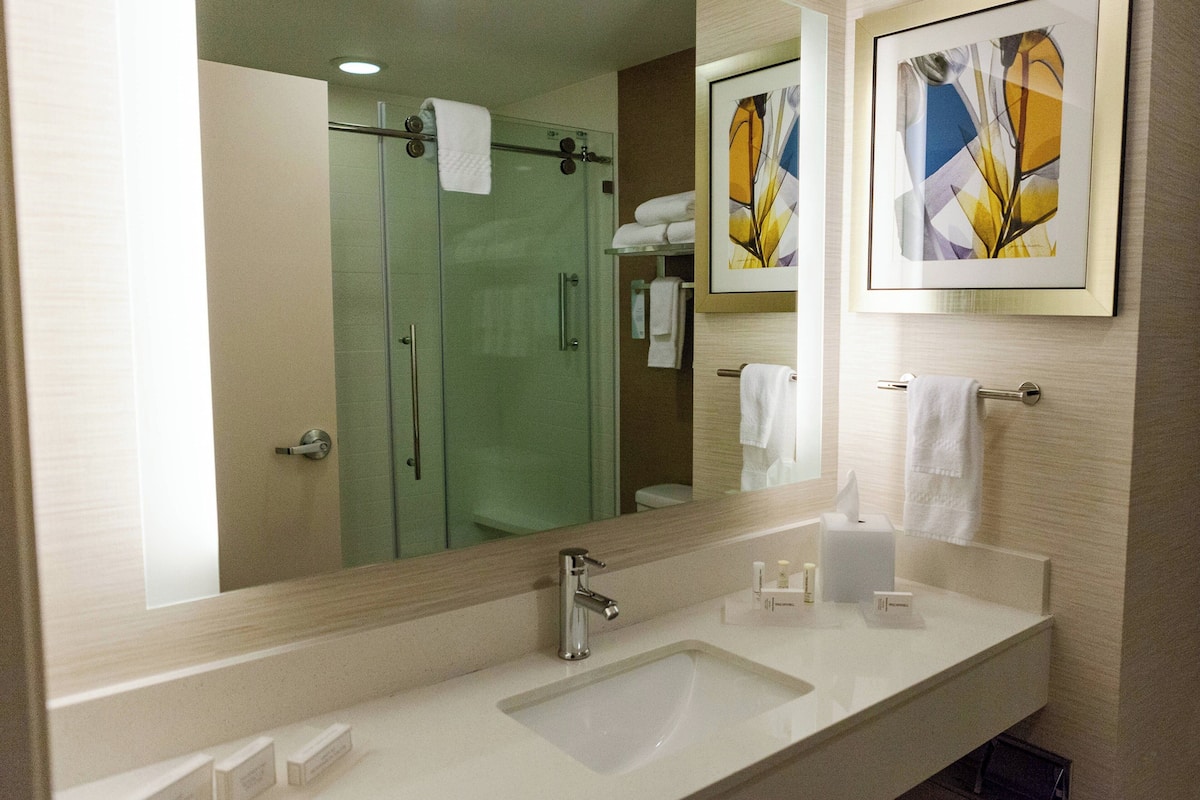 Free toiletries, hair dryer, towels