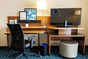 Desk, blackout curtains, iron/ironing board, free WiFi