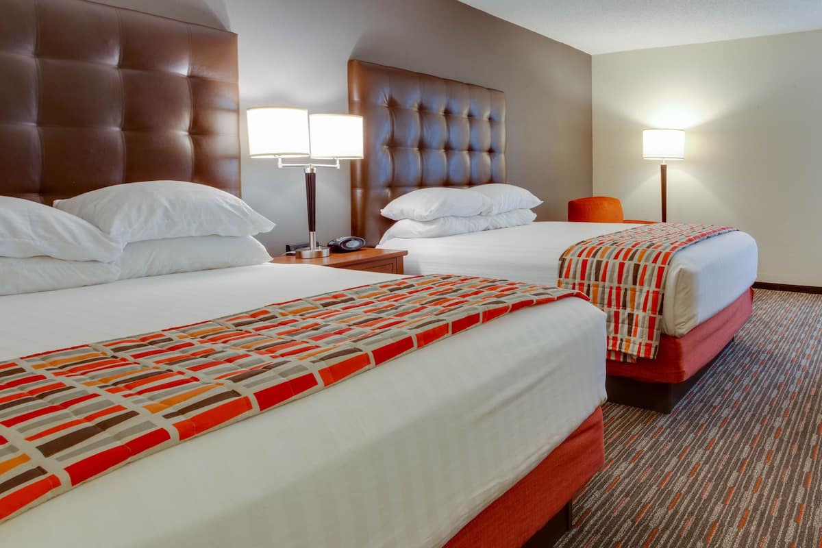 desk, laptop workspace, blackout curtains, iron/ironing board