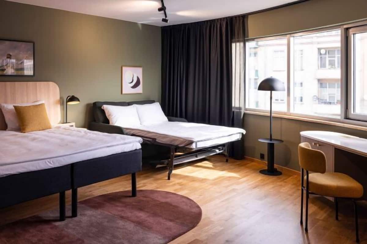 In-room safe, desk, laptop workspace, blackout drapes