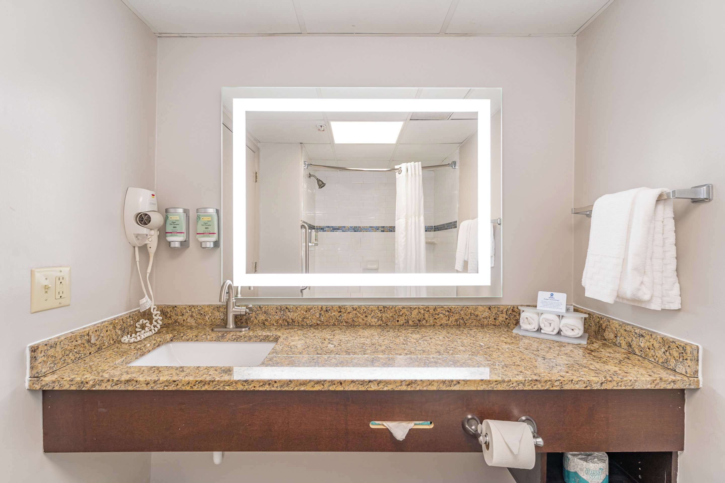 suite, 1 king bed, non smoking, jetted tub (with sofabed) | bathroom | free toiletries, hair dryer, towels, soap