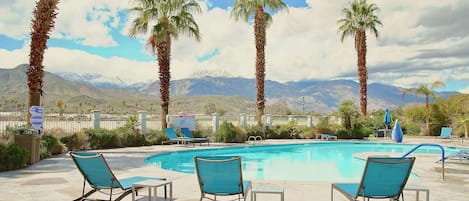 Outdoor pool, pool loungers