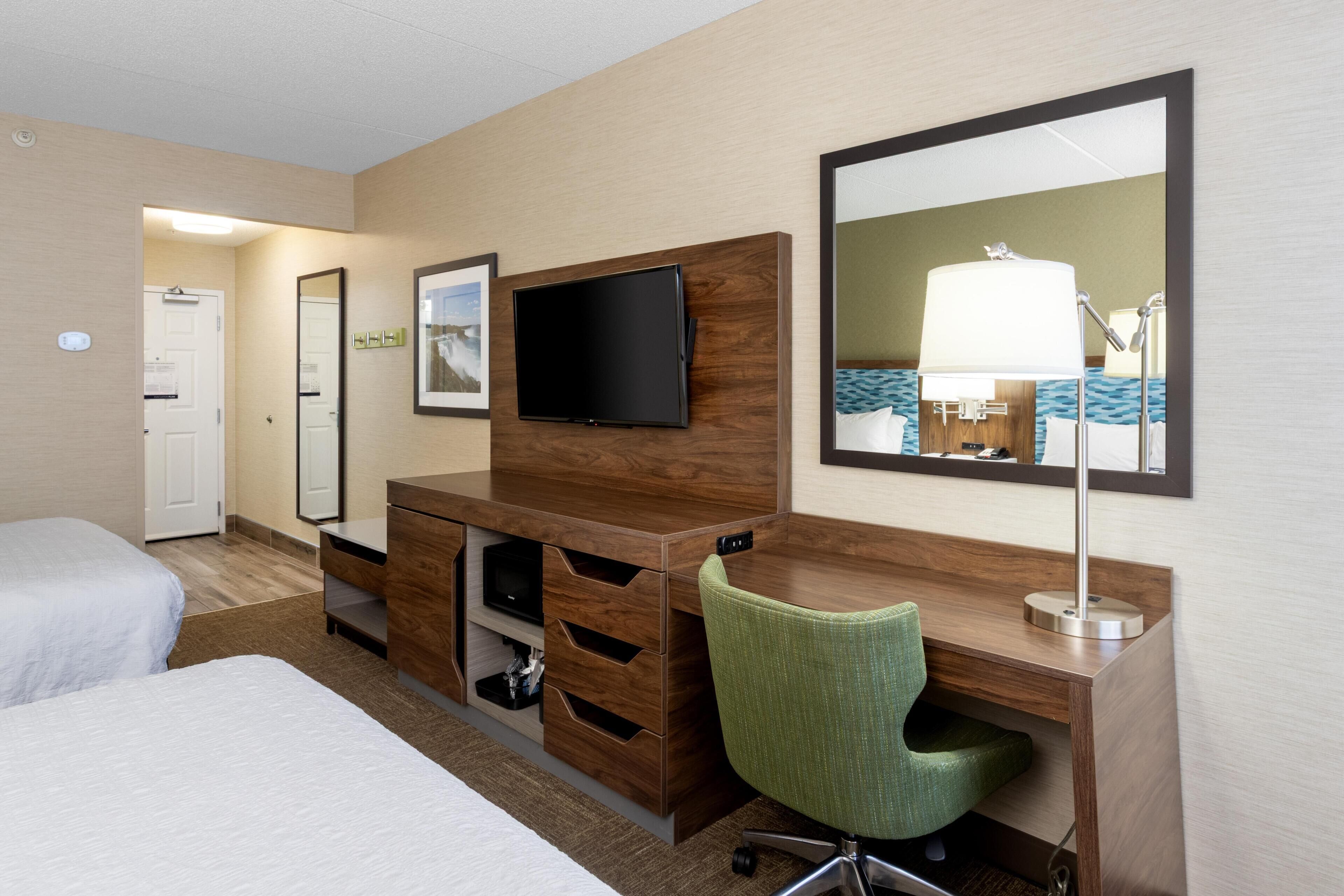 Standard Room, 2 Queen Beds | Desk, laptop workspace, blackout drapes, iron/ironing board