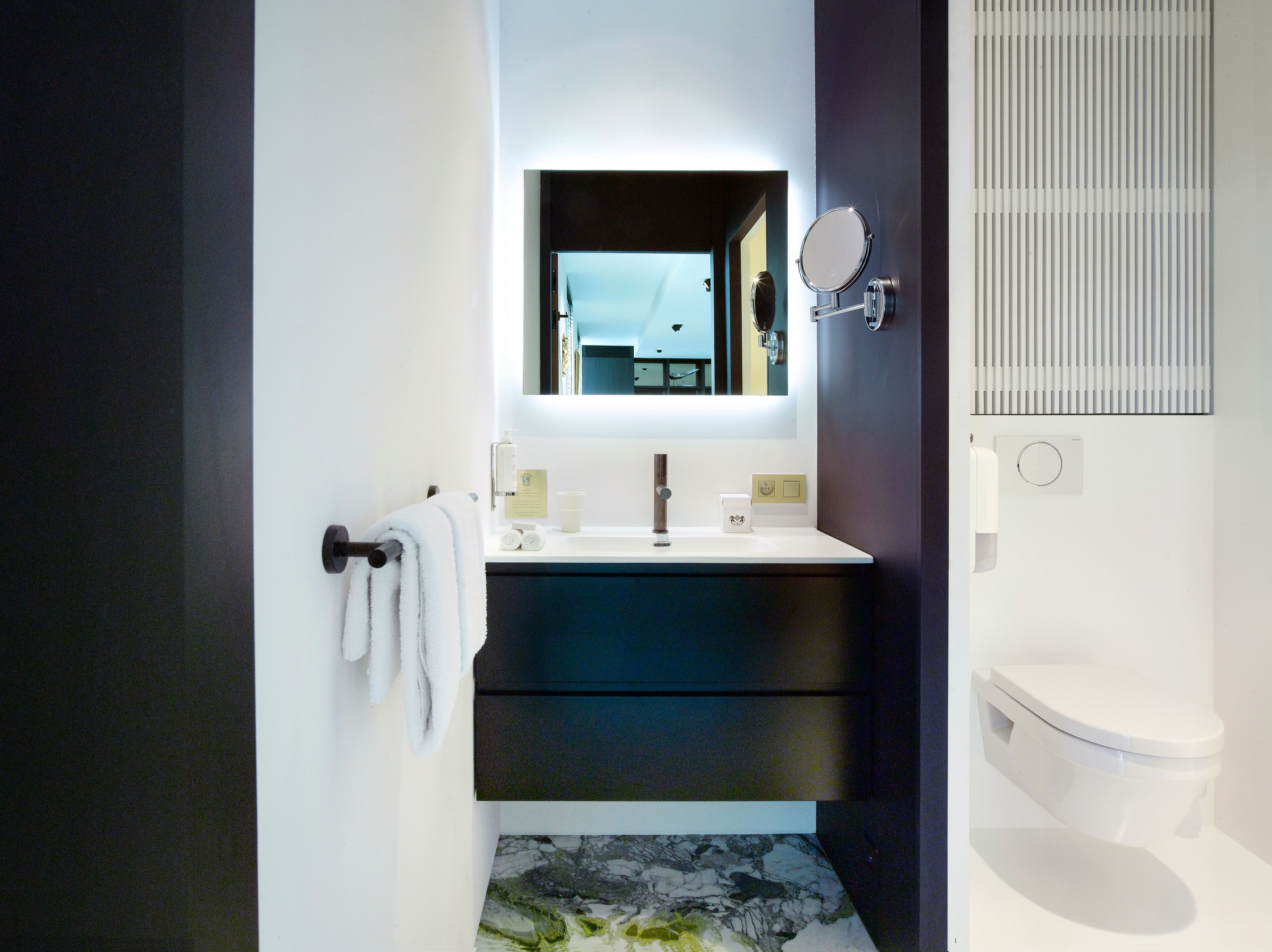 luxury apartment, balcony | bathroom | rainfall showerhead, designer toiletries, hair dryer, towels