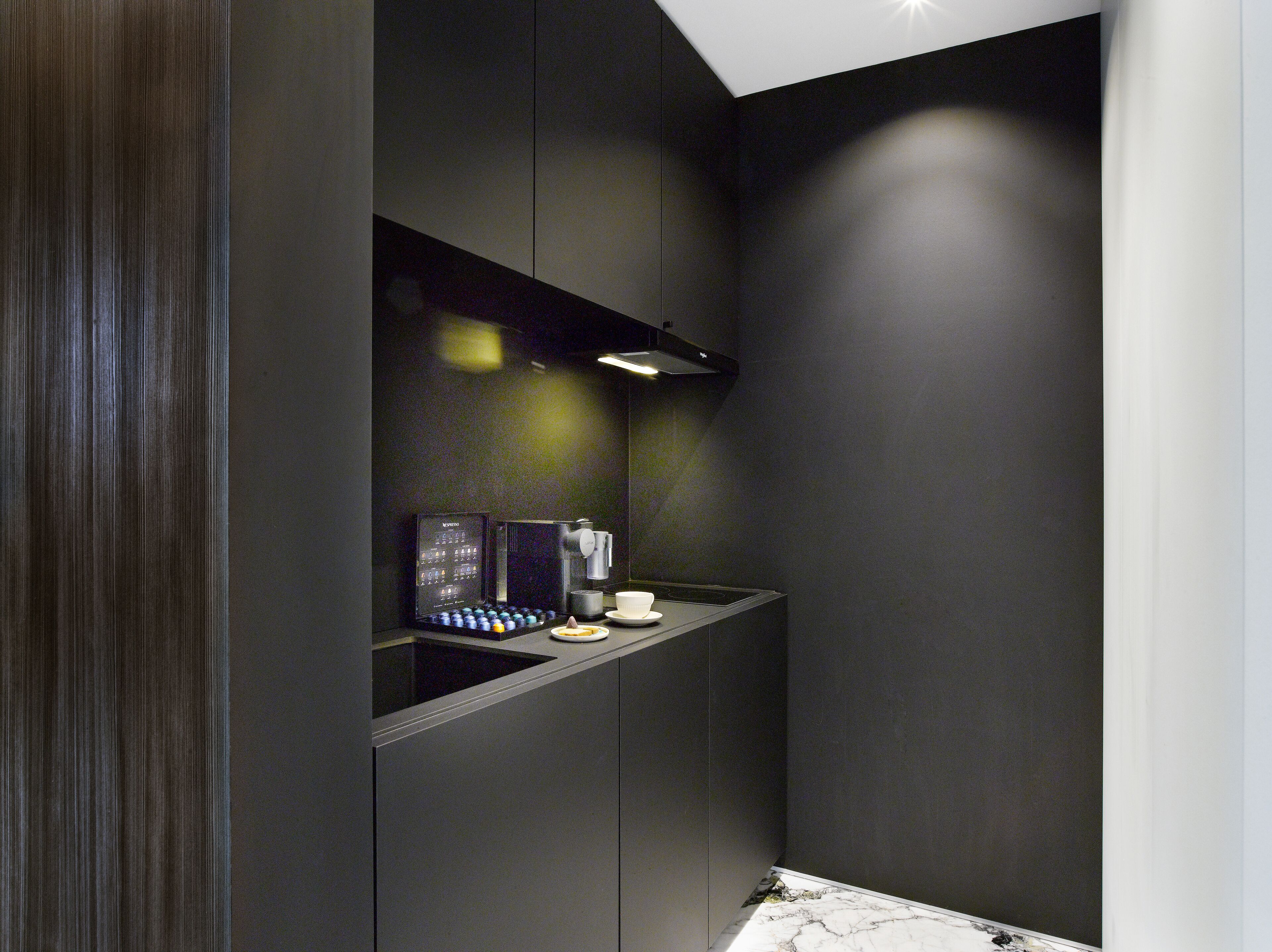 luxury apartment, balcony | private kitchen | fridge, high chair