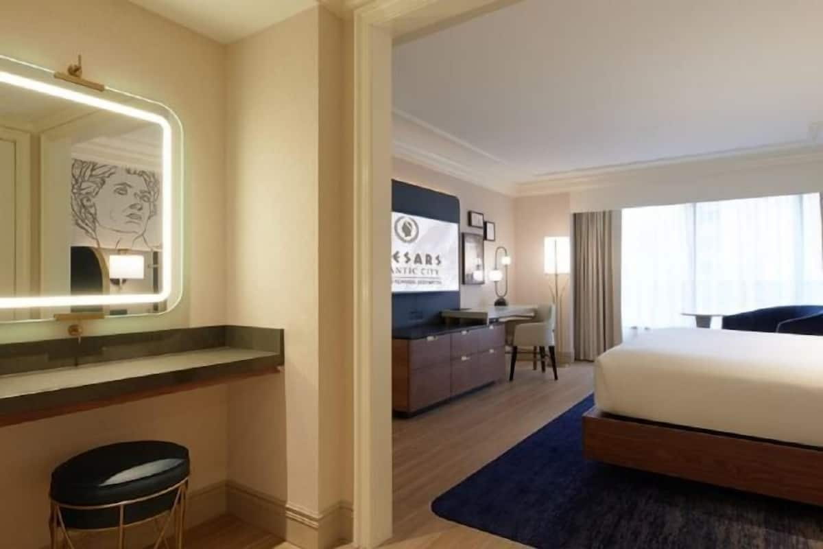 In-room safe, desk, laptop workspace, blackout curtains