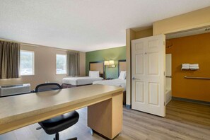 Desk, free WiFi, bed sheets