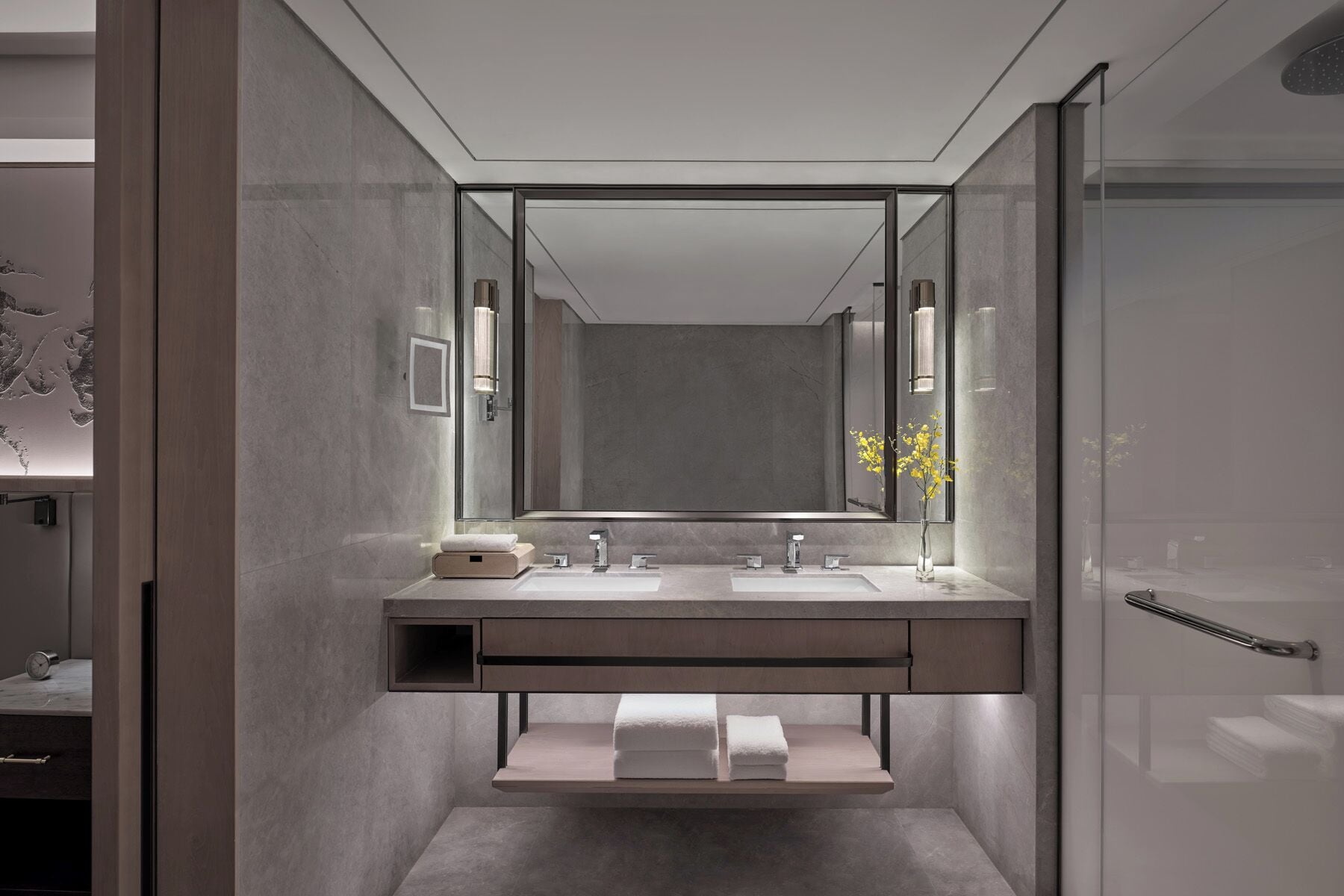 Diplomat Suite | Bathroom | Designer toiletries, hair dryer, bathrobes, slippers
