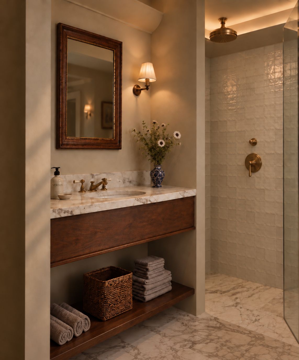 Designer toiletries, hair dryer, bathrobes, towels