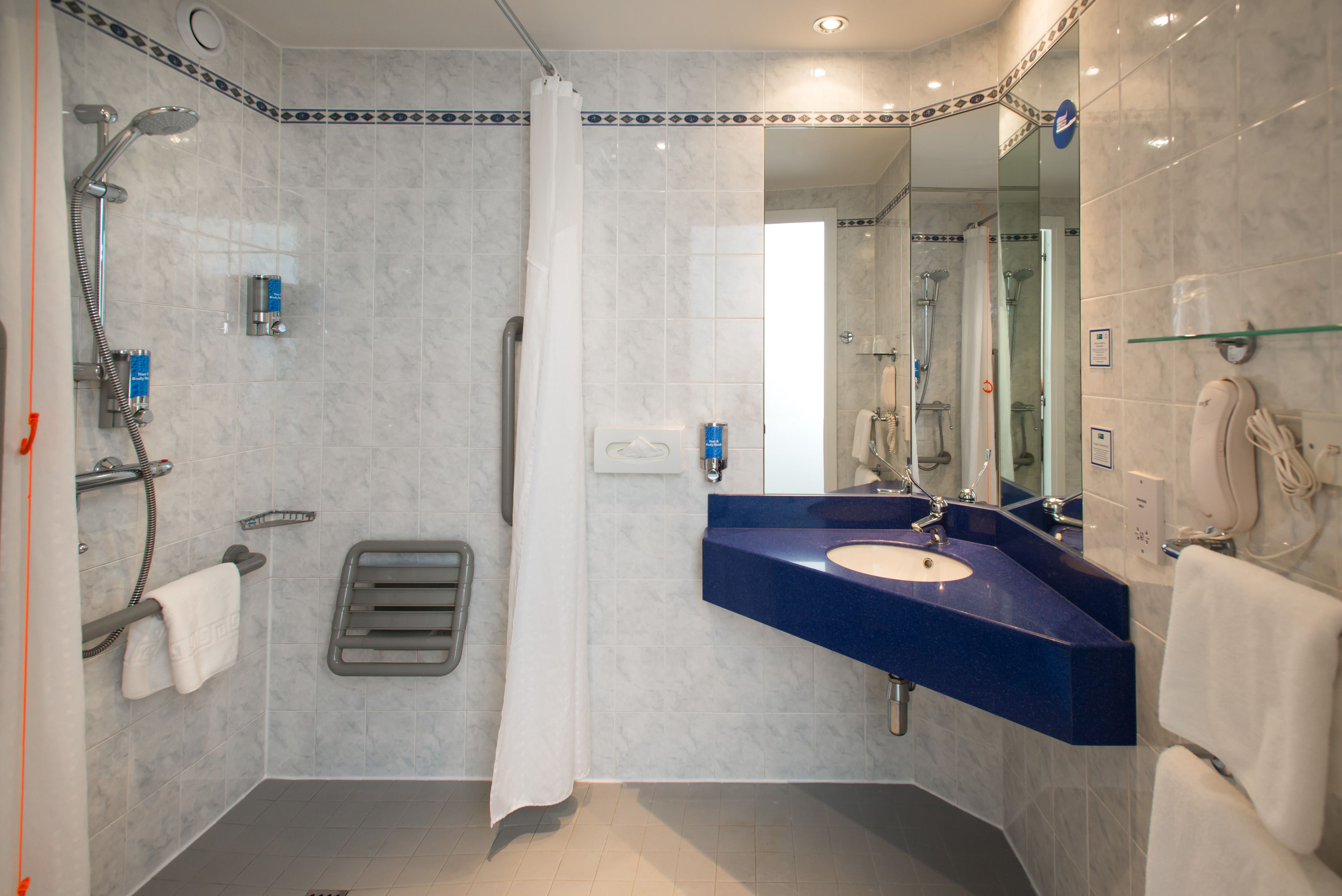 room, 1 double bed, accessible bathtub | bathroom | shower, hair dryer, towels