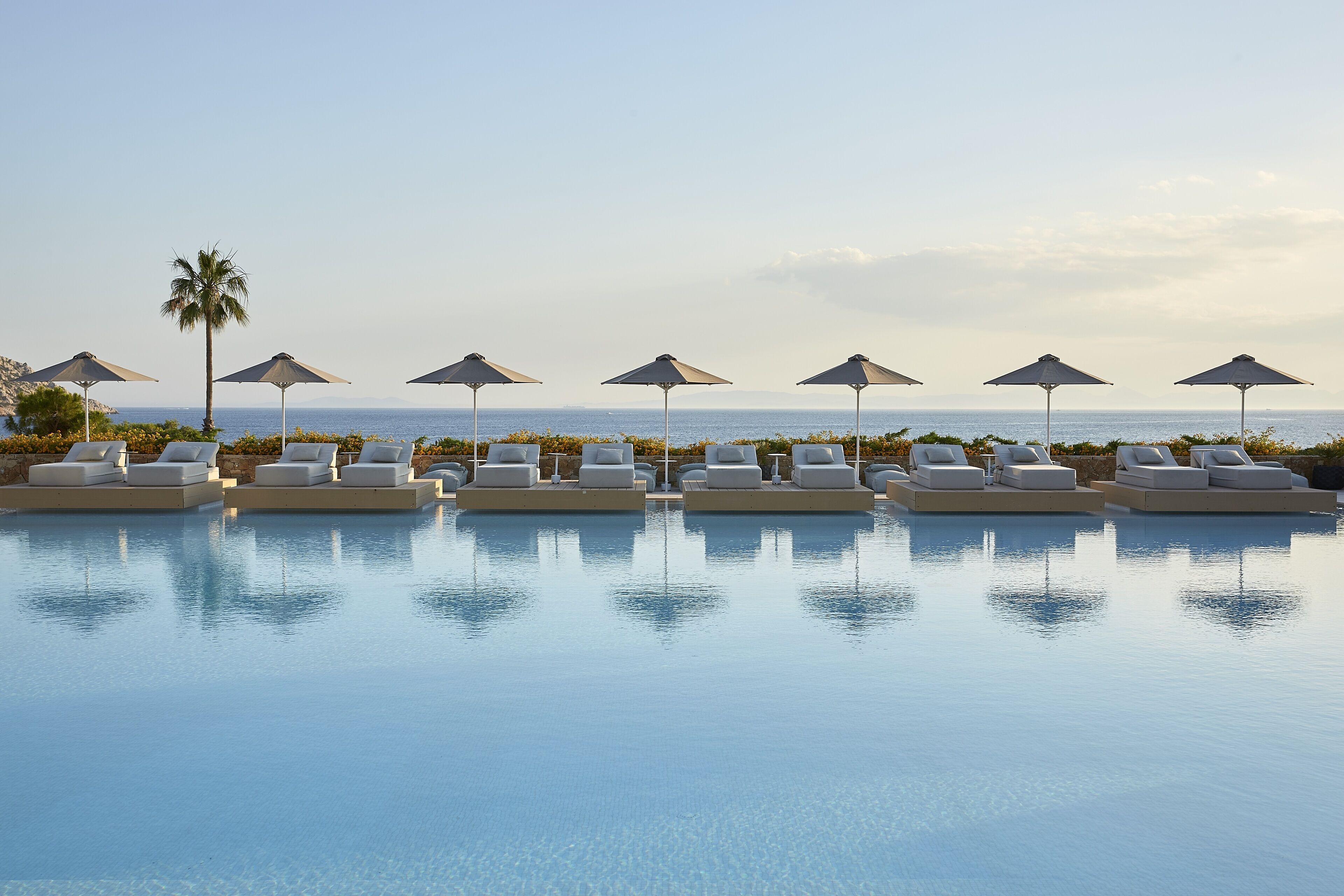 indoor pool, 2 outdoor pools, pool umbrellas, pool loungers