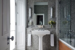 Luxury Room | Bathroom | Rainfall showerhead, designer toiletries, hair dryer, bathrobes - Number Sixteen Hotel, Firmdale Hotels (London)