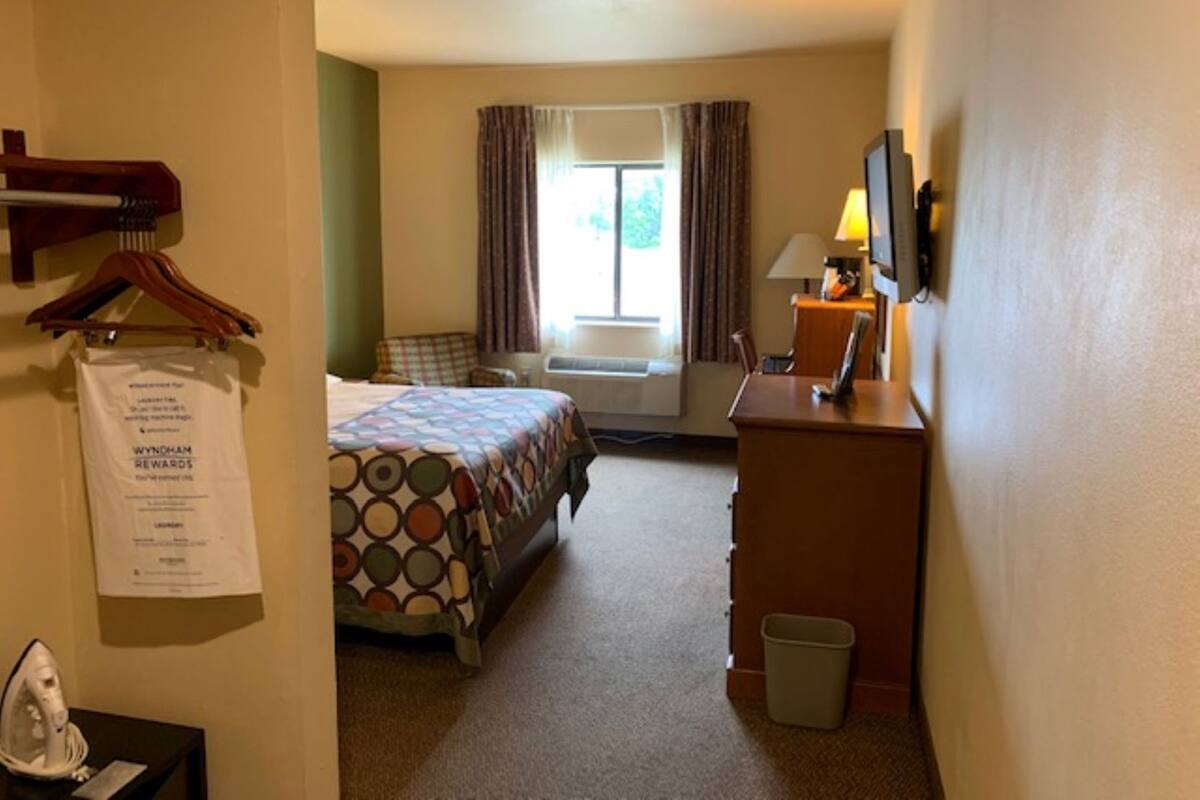 In-room safe, desk, laptop workspace, blackout drapes