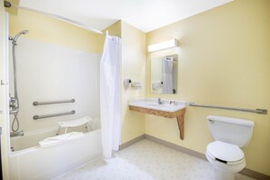 Bañera, secador de pelo, toallas