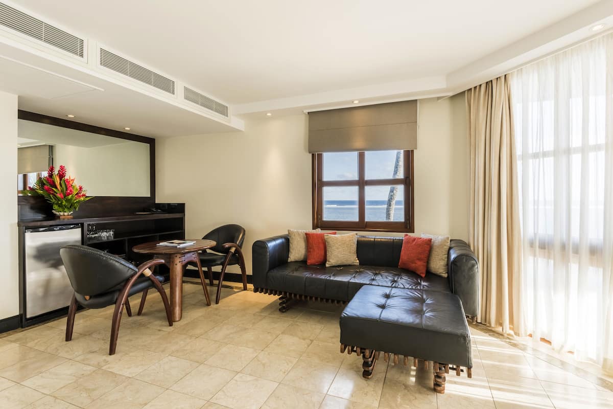 suite, ocean view | living area | 32-inch lcd tv with satellite channels, tv