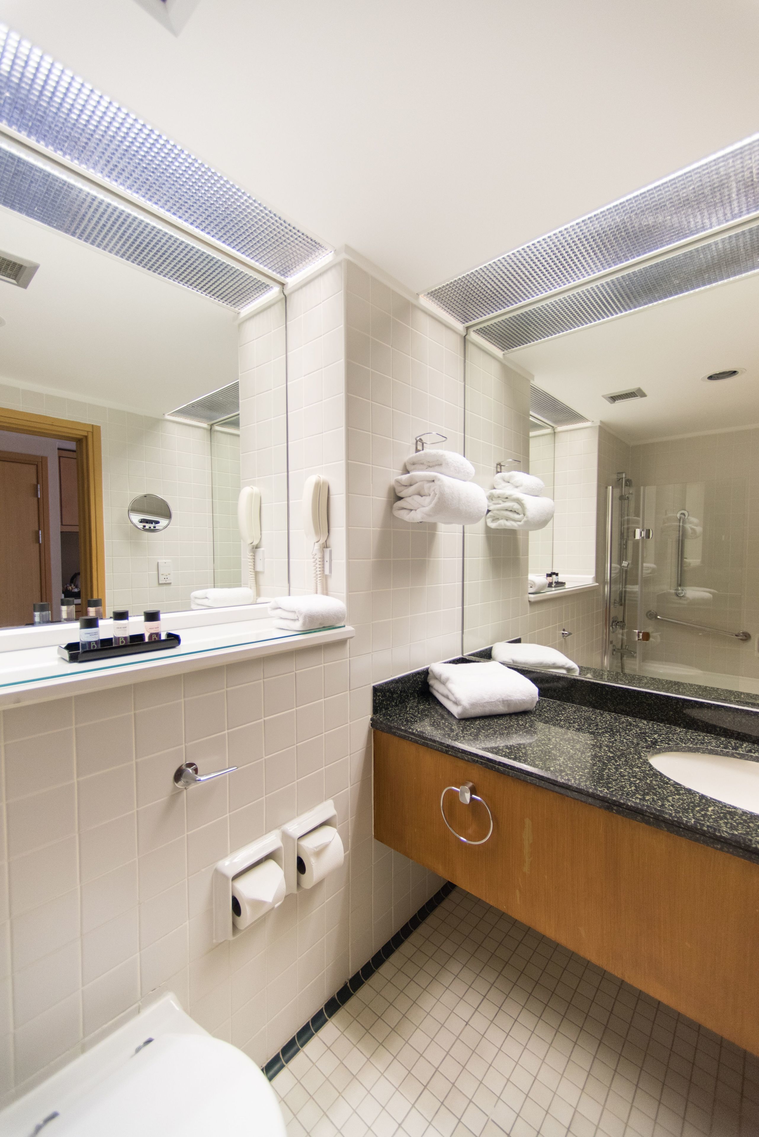 free toiletries, hair dryer, towels