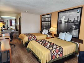 Standard Room, 2 Double Beds, Smoking | In-room safe, blackout drapes, free WiFi, bed sheets