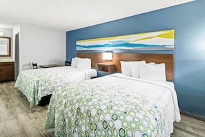 Blackout curtains, free WiFi, bed sheets, alarm clocks