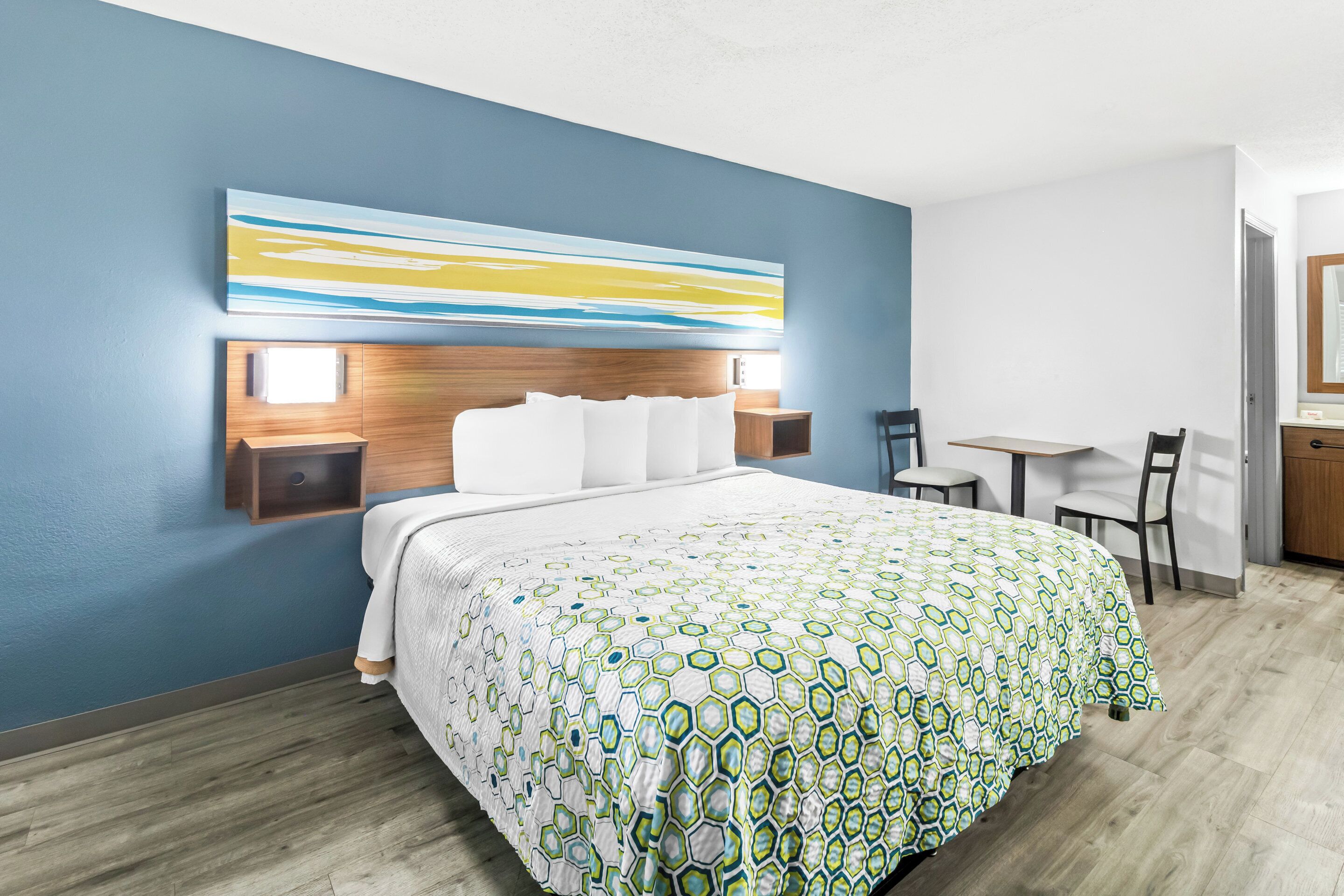 Blackout curtains, free WiFi, bed sheets, alarm clocks