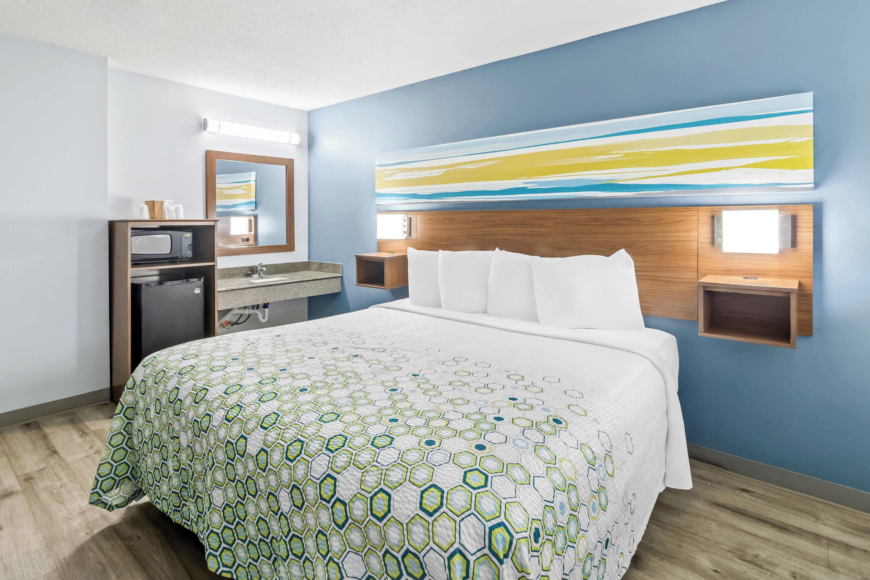 Blackout curtains, free WiFi, bed sheets, alarm clocks