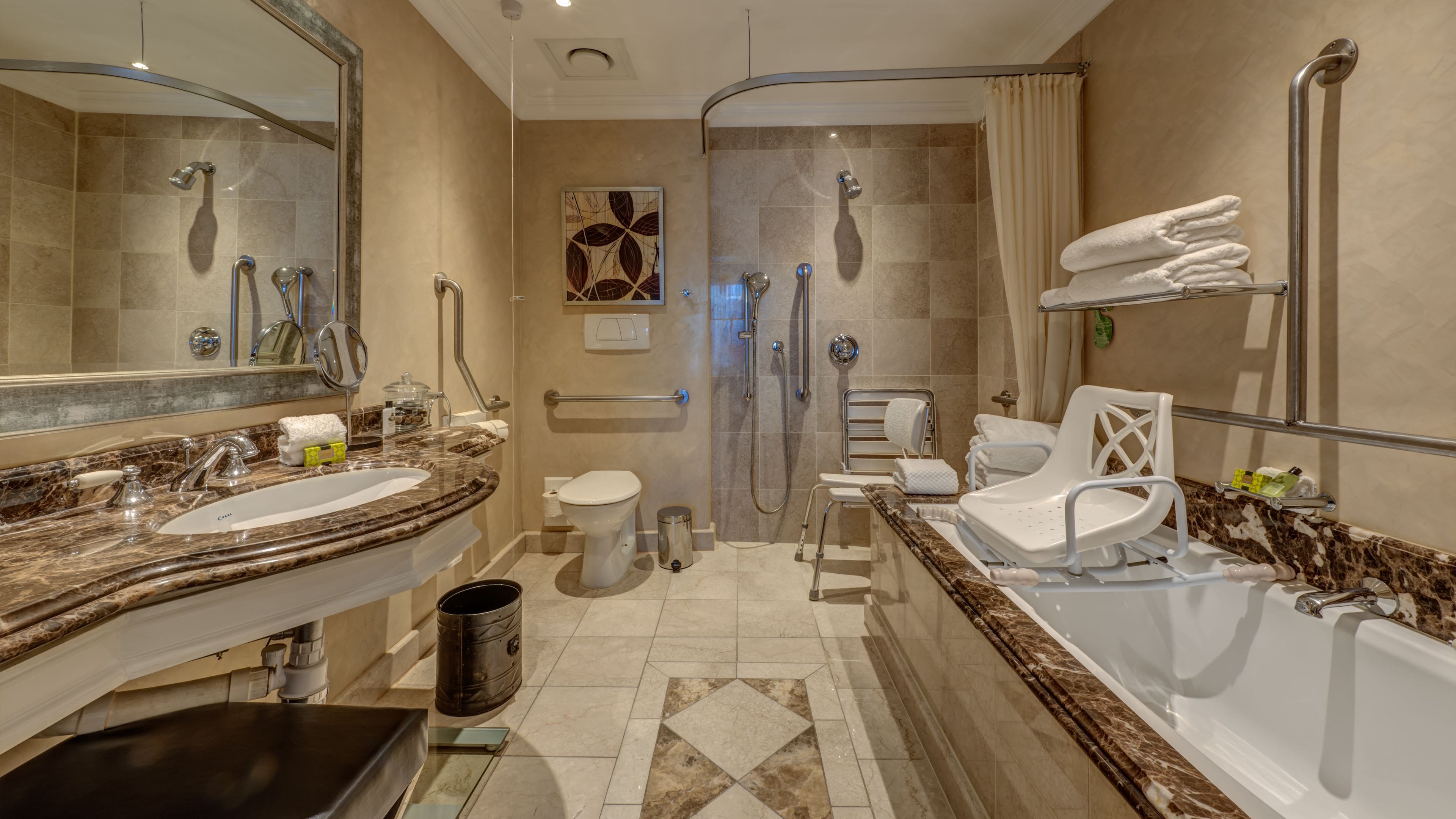 classic room, 1 double bed, accessible bathtub | bathroom | separate bathtub and shower, deep-soaking bathtub, free toiletries