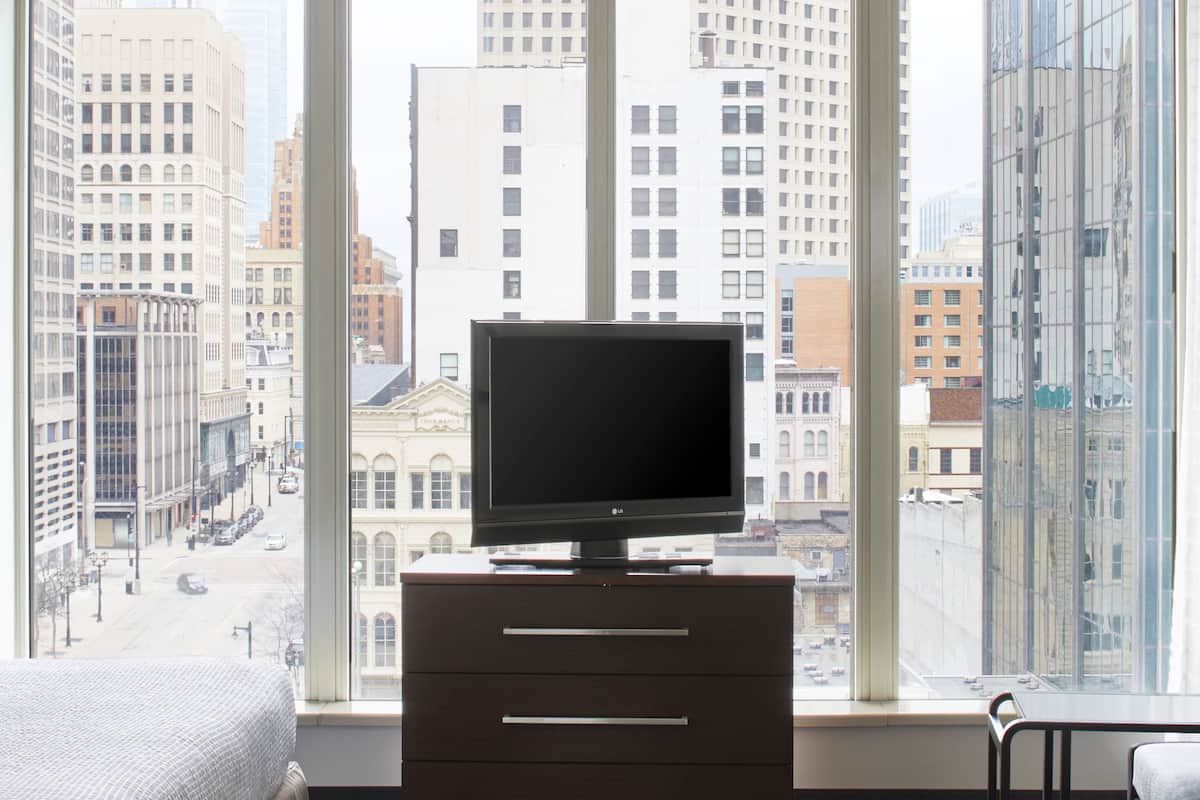 1 bedroom, desk, laptop workspace, iron/ironing board