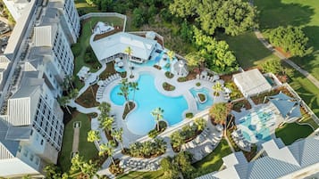 Outdoor pool, pool umbrellas, pool loungers