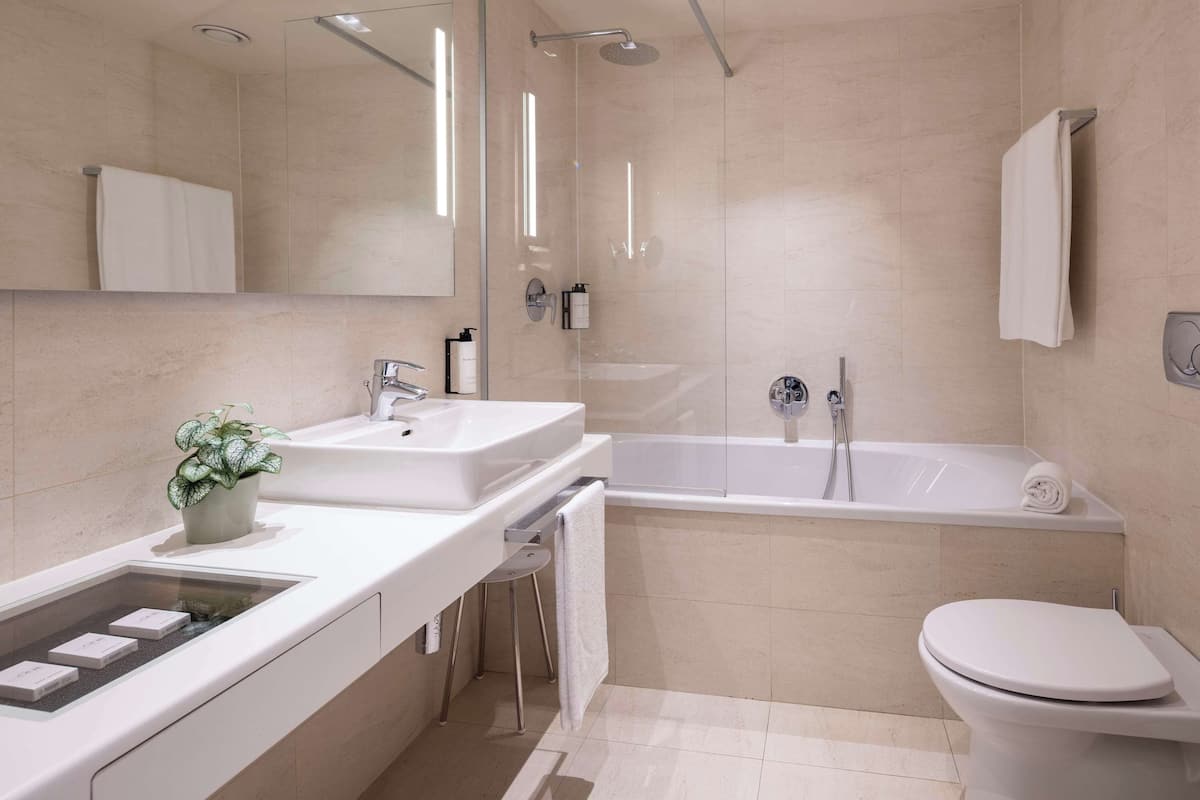 rainfall showerhead, free toiletries, hair dryer, bidet