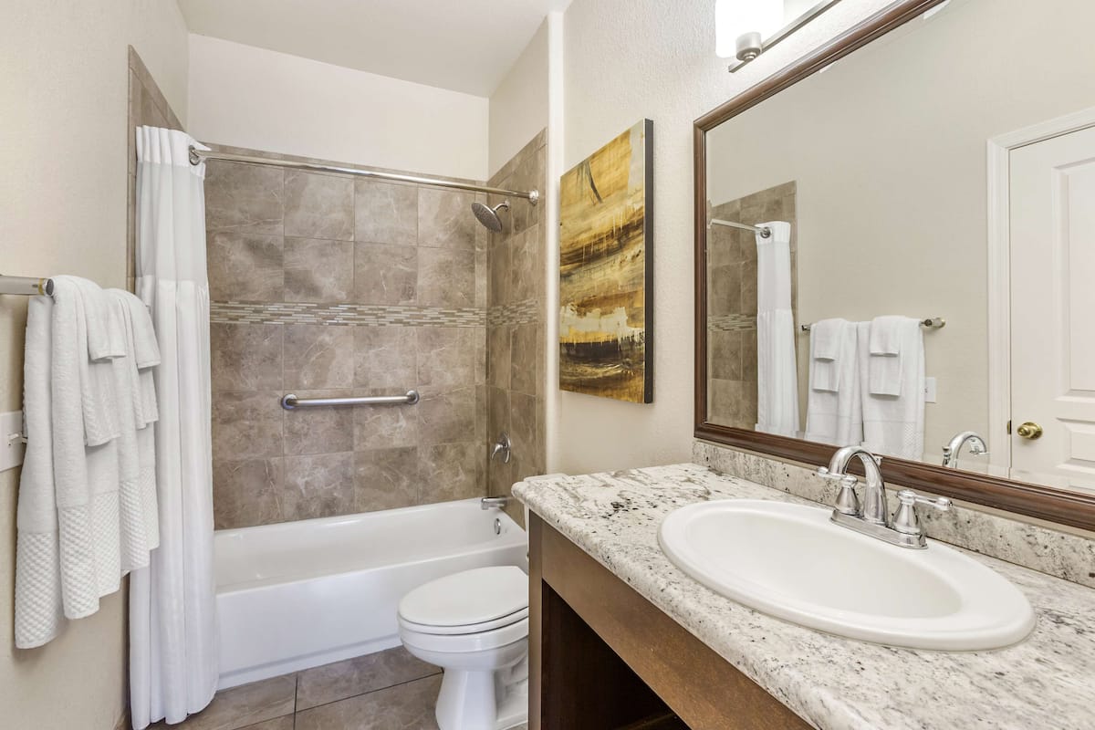 free toiletries, hair dryer, towels