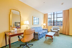 Suite, 2 Queen Beds | Desk, blackout drapes, iron/ironing board, free cribs/infant beds
