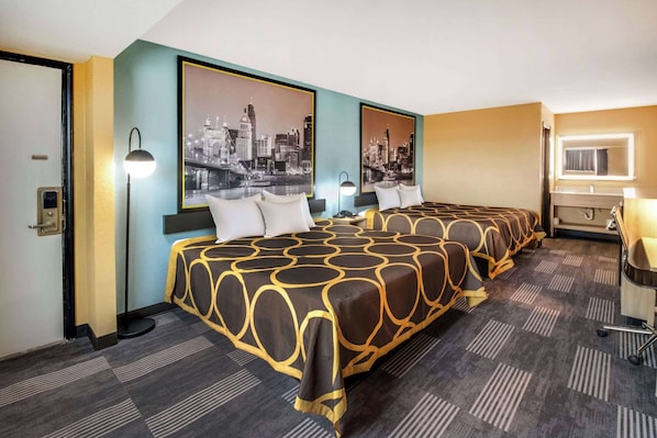 Room, Multiple Beds | Desk, blackout drapes, iron/ironing board, free internet - Super 8 by Wyndham Vandalia/Dayton International Airport (Vandalia)
