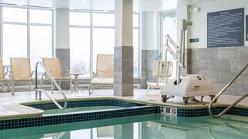 Indoor pool, open 6:00 AM to 10:00 PM, sun loungers