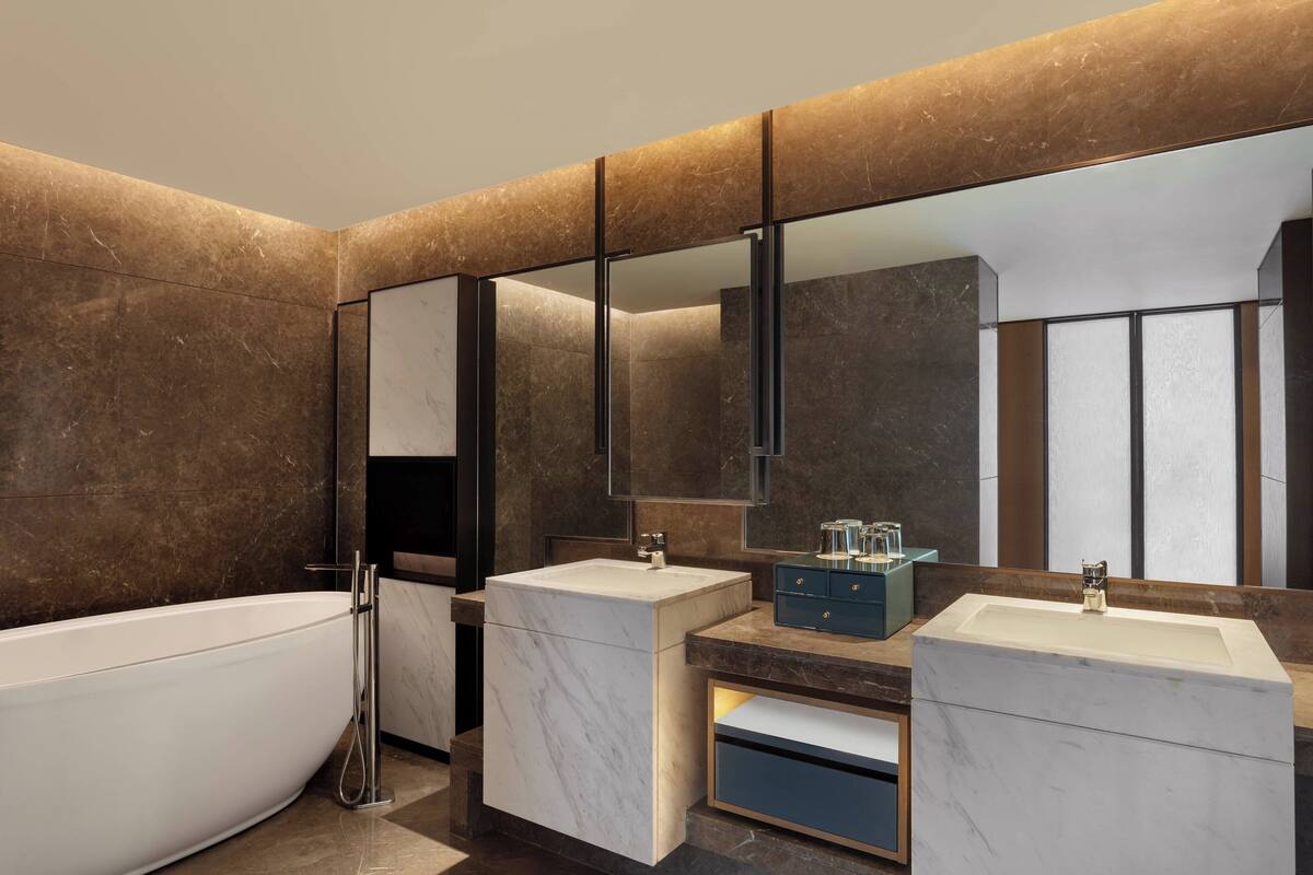 free toiletries, slippers, towels