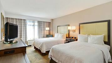 Room, 2 Double Beds, Non Smoking | Pillowtop beds, desk, laptop workspace, blackout drapes
