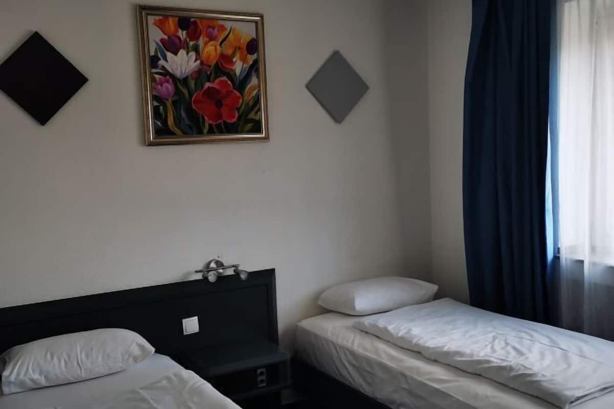 Hypo-allergenic bedding, minibar, desk, blackout curtains