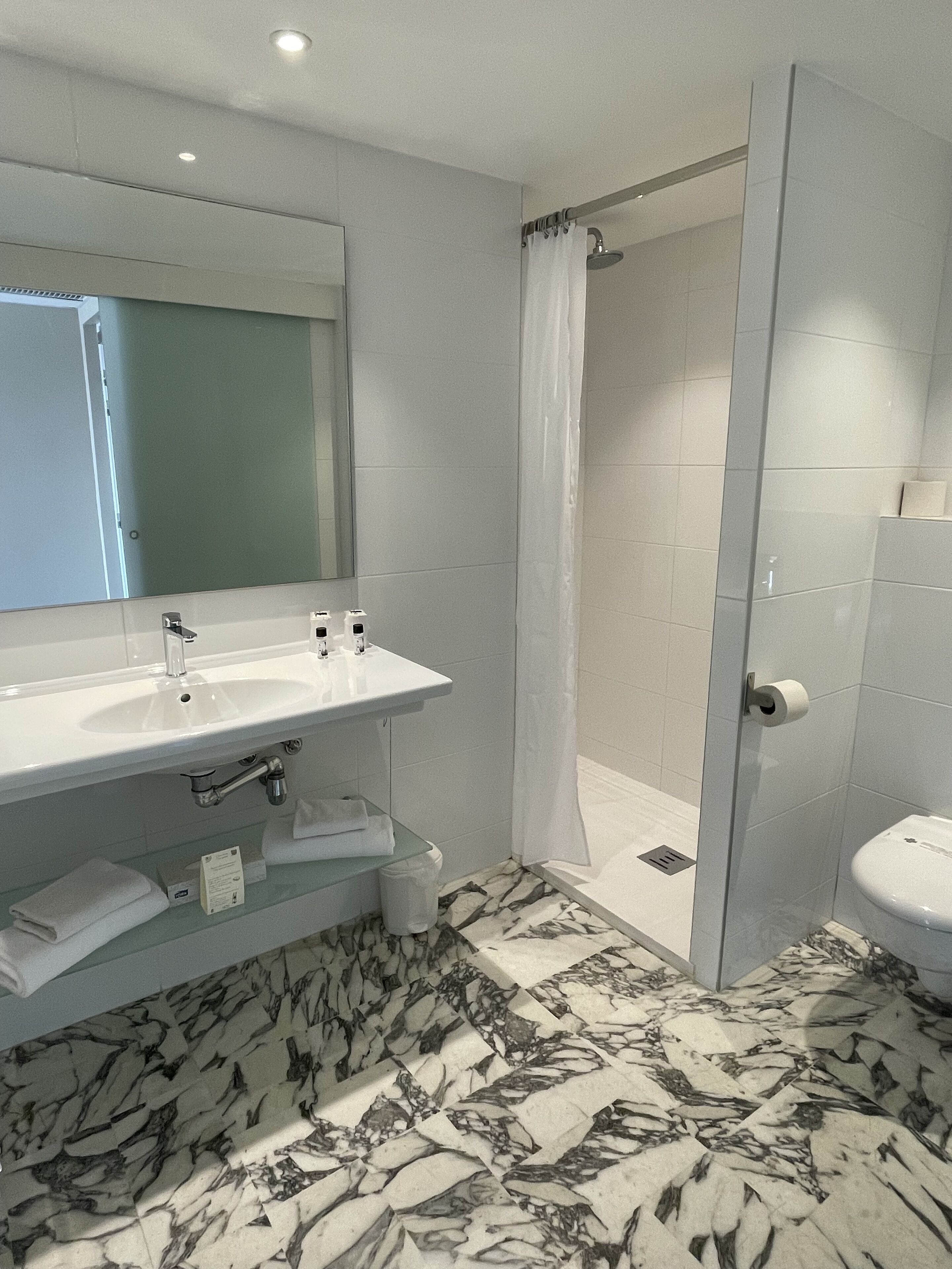comfort double room | bathroom | shower, hair dryer, towels