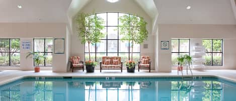 Indoor pool, open 8 AM to 10 PM, sun loungers