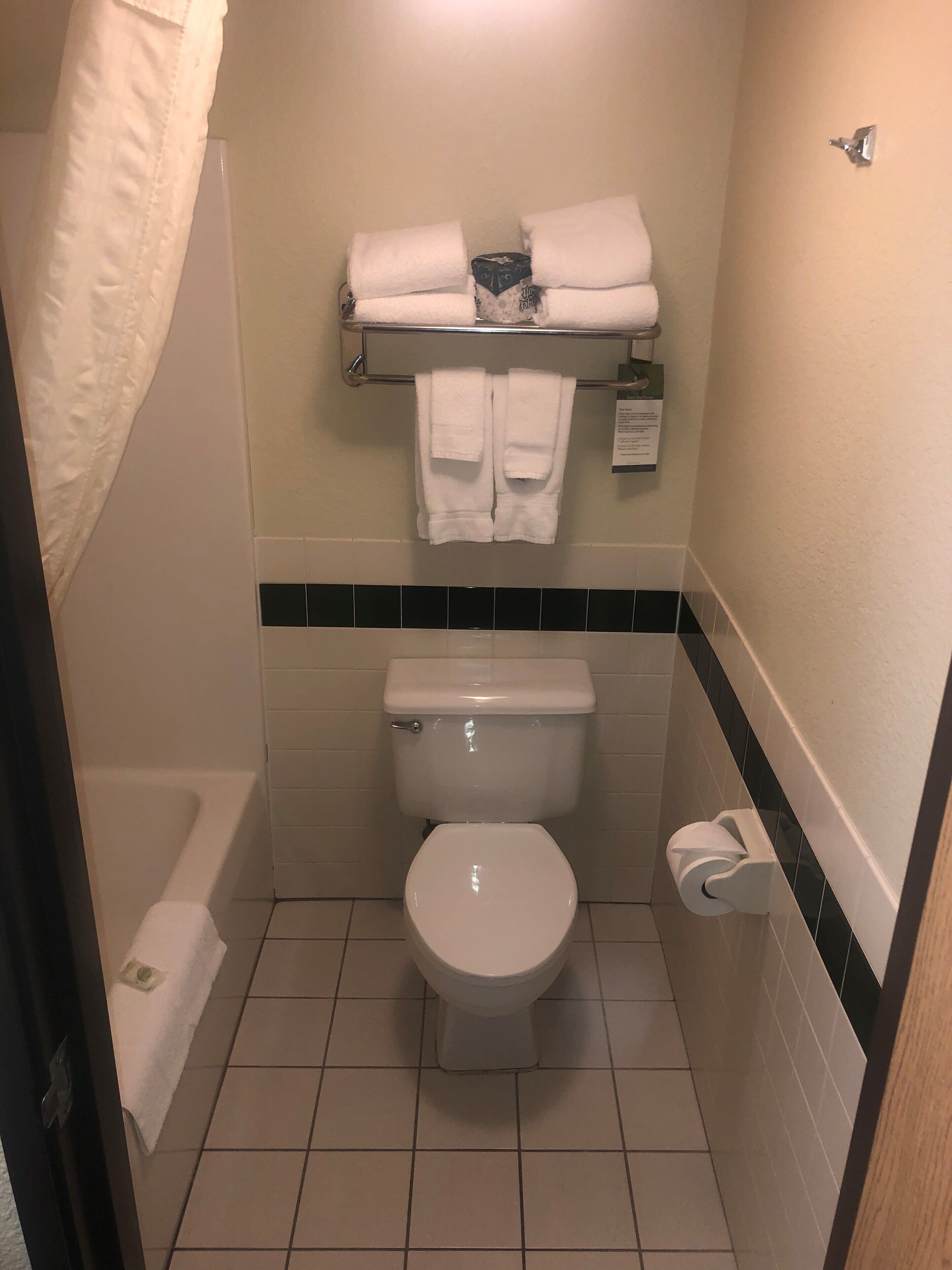 free toiletries, hair dryer, towels