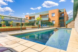 Outdoor pool, sun loungers