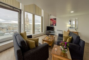 Standard Penthouse, 2 Bedrooms, City View | In-room safe, desk, soundproofing, iron/ironing board