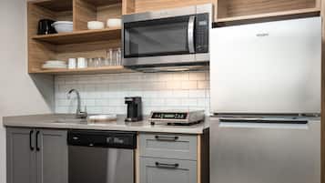 Fridge, microwave, coffee/tea maker