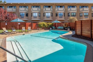 Seasonal outdoor pool, free cabanas, pool umbrellas