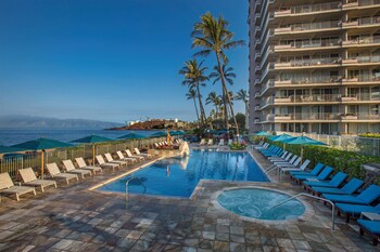 Outdoor pool, a heated pool, cabanas (surcharge), pool umbrellas at Aston at The Whaler on Kaanapali Beach