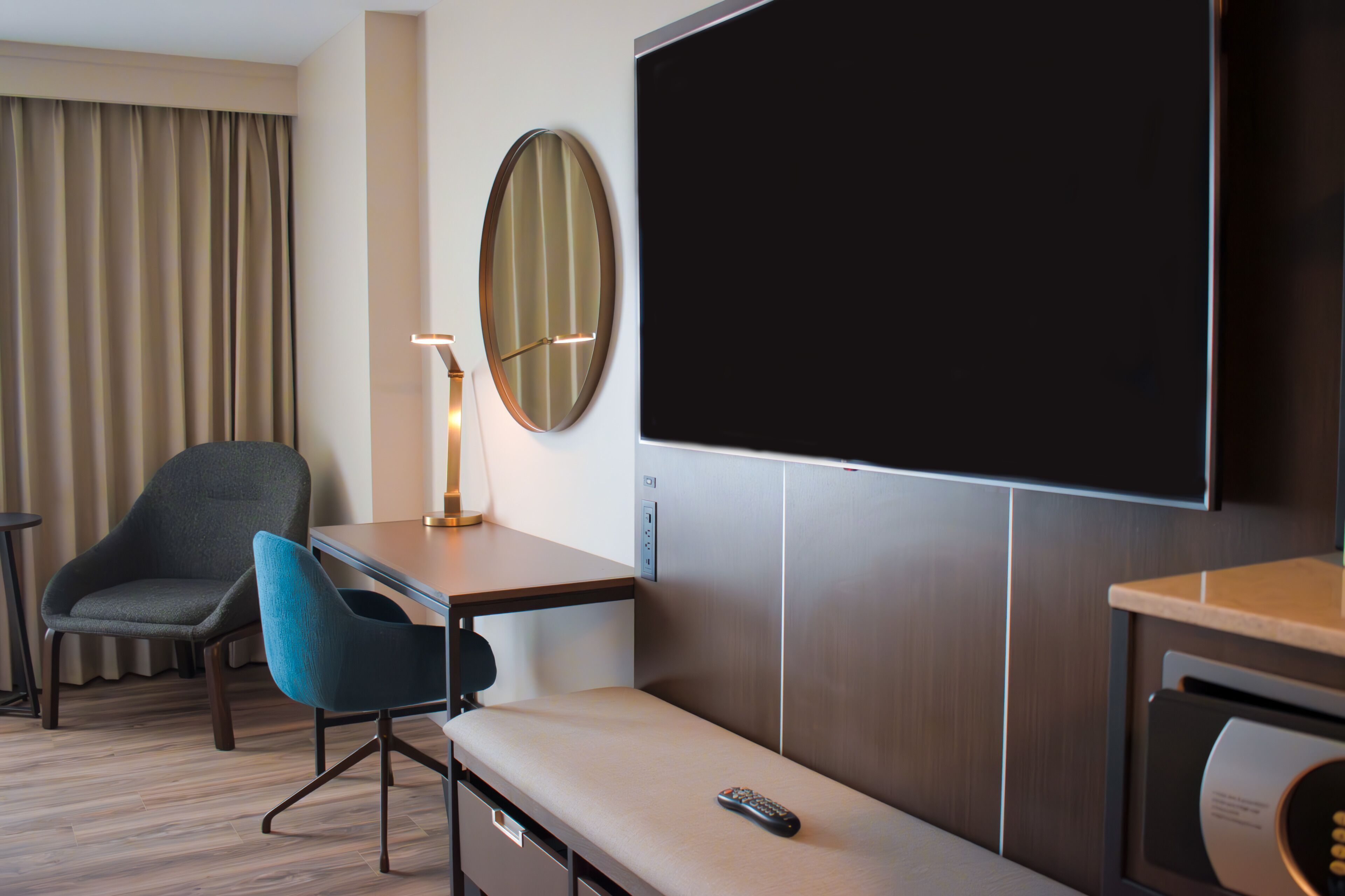 65-inch flat-screen tv with premium tv channels, tv, pay films