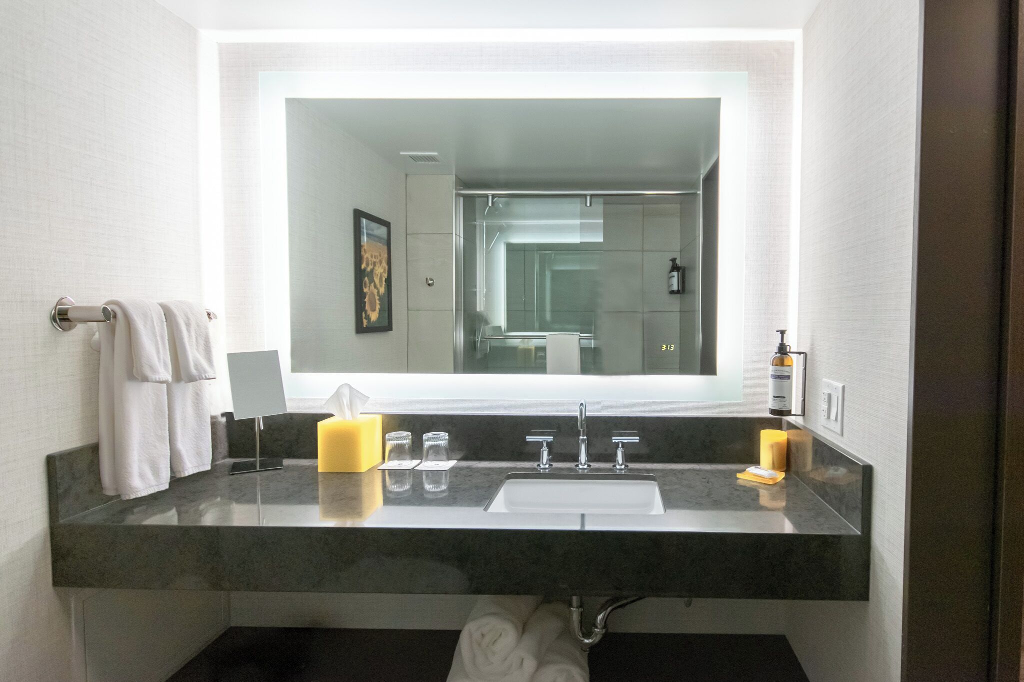 free toiletries, hair dryer, towels, soap