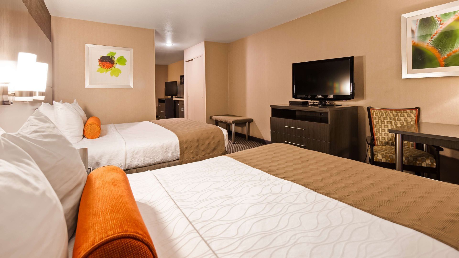 Premium bedding, down duvets, blackout curtains, iron/ironing board