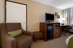Premium bedding, pillow-top beds, desk, blackout curtains